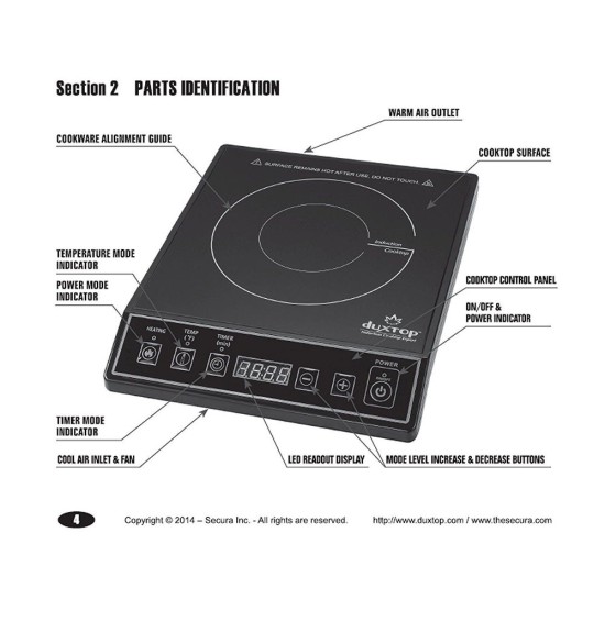 Duxtop Portable Induction Cooktop Mixer Aqua Sky